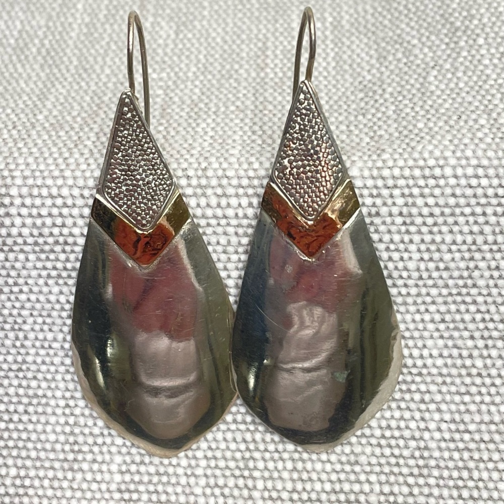 Tribal Ethnic Gold and Silver dangle Hook Earrings